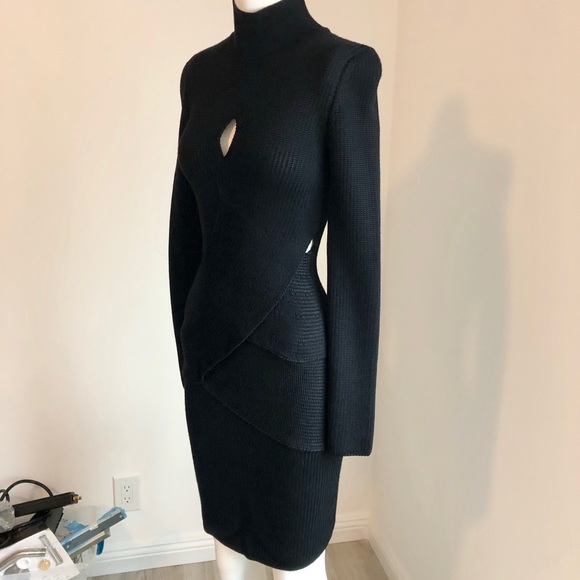 Woman knitted dress skirt top black sweater xs blk - Picture 6 of 8